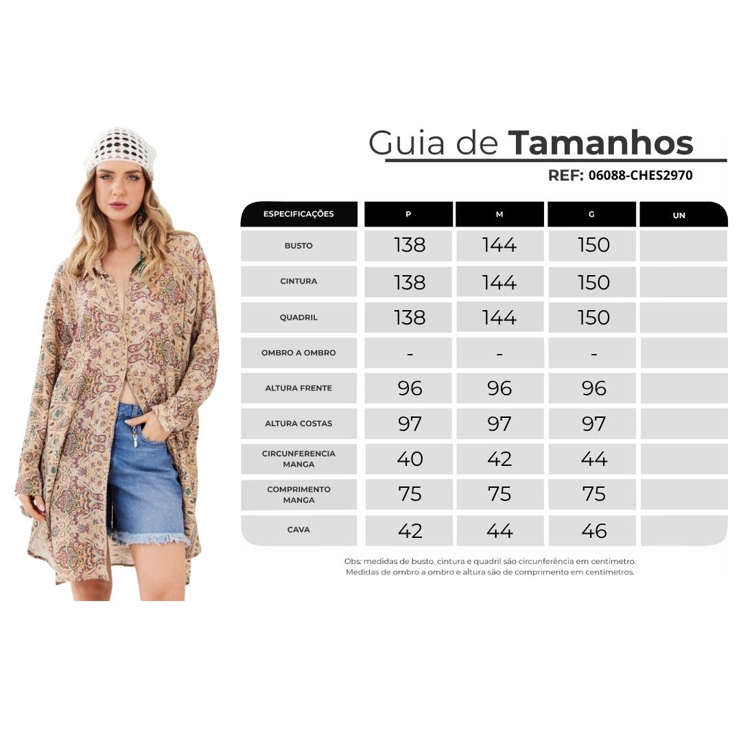 Yacamim L3 Beige Paisley Short Long-Sleeved Chemise
