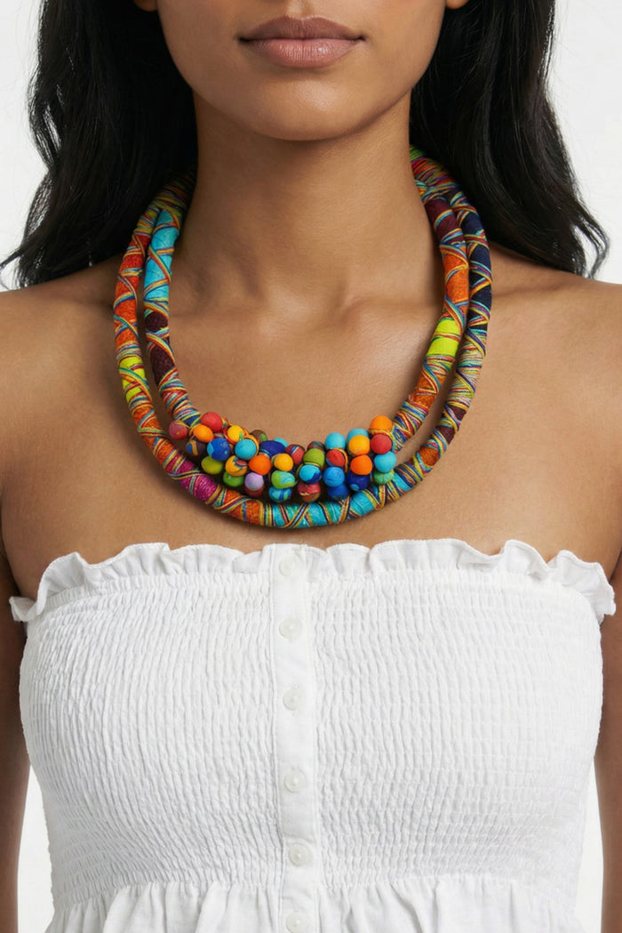 Colar Artesanal De Cordas Coloridas Yacamim #804