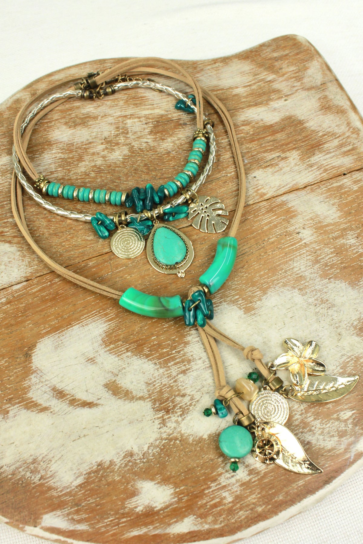 Handmade Necklace with Yacamim Stone Pendants #357