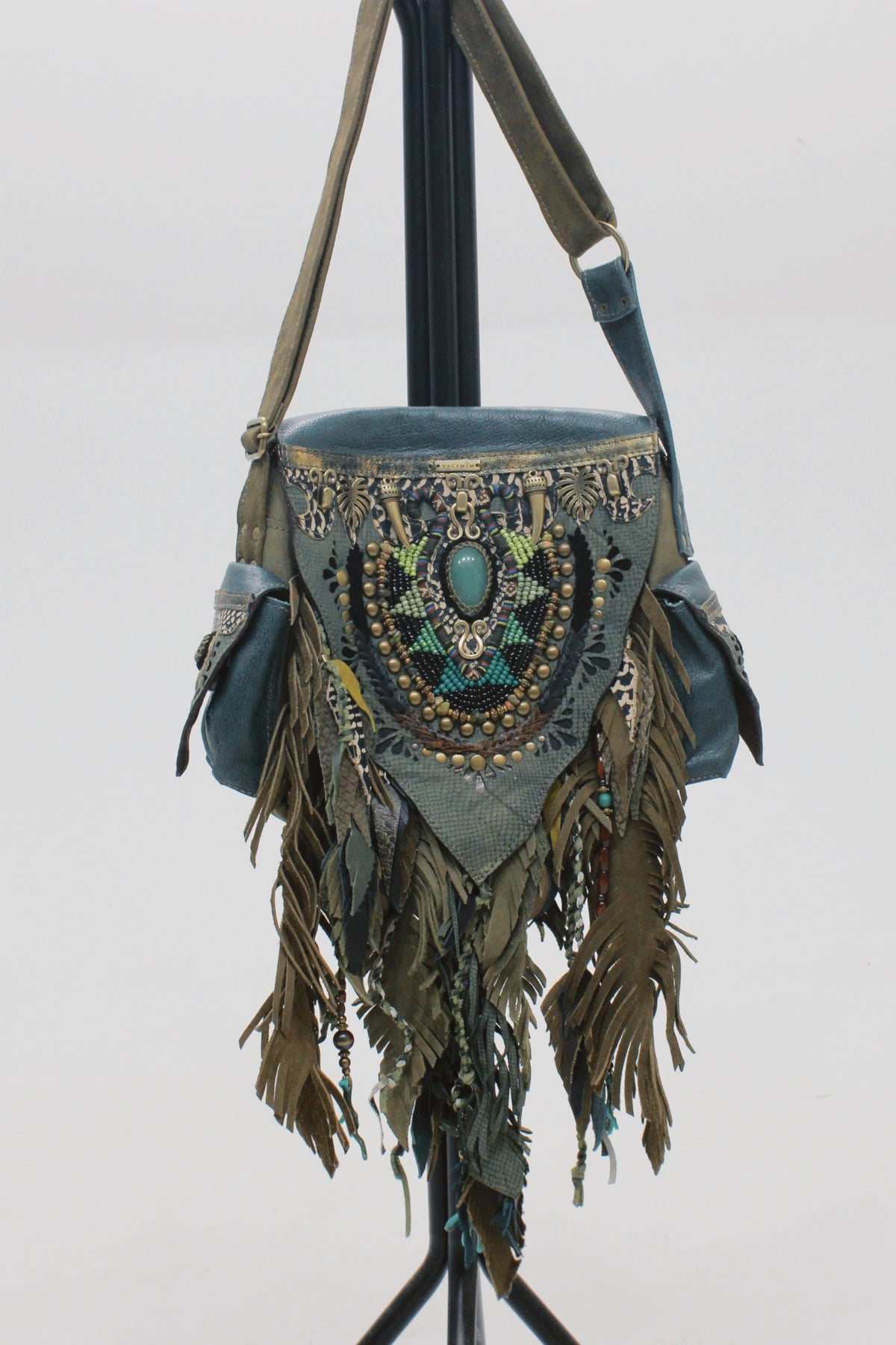 Handmade Small Green Leather Bag Yacamim #635