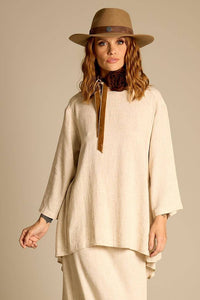 Yacamim Beige Linen Tunic with Points