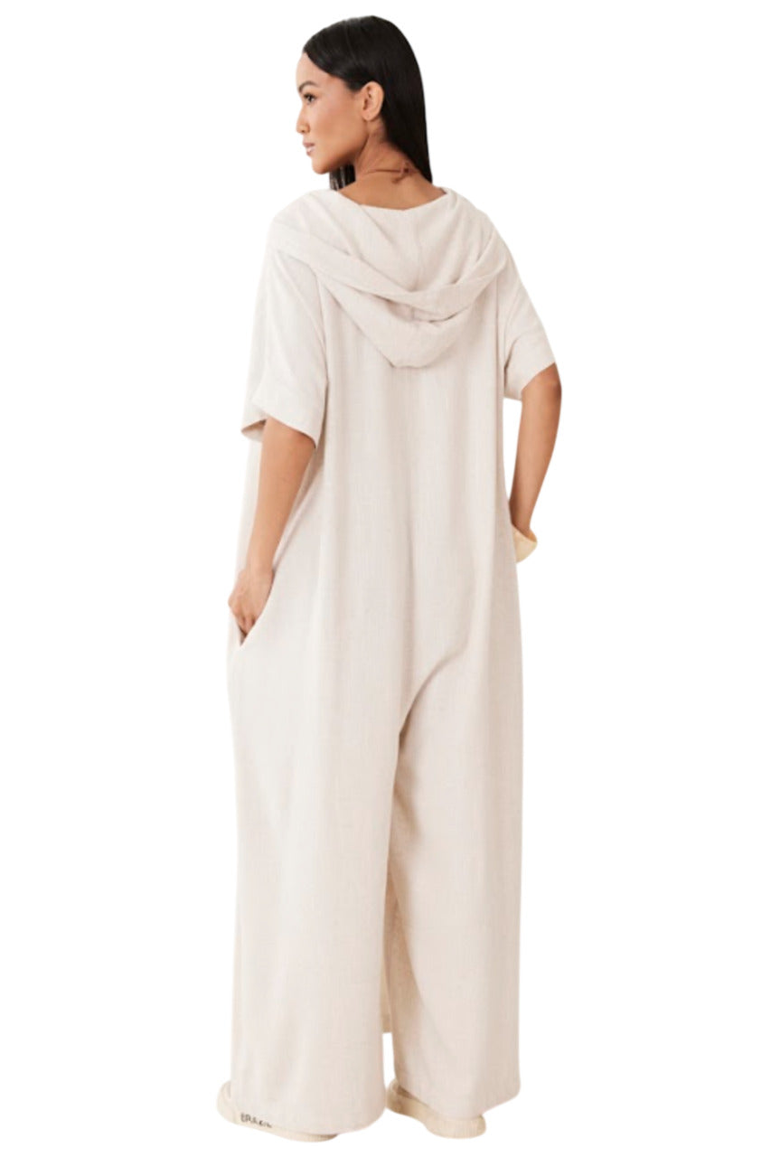 Yacamim O6 Beige Long Jumpsuit with Hood