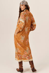 Mustard Paisley Print Midi Shirt Yacamim P5