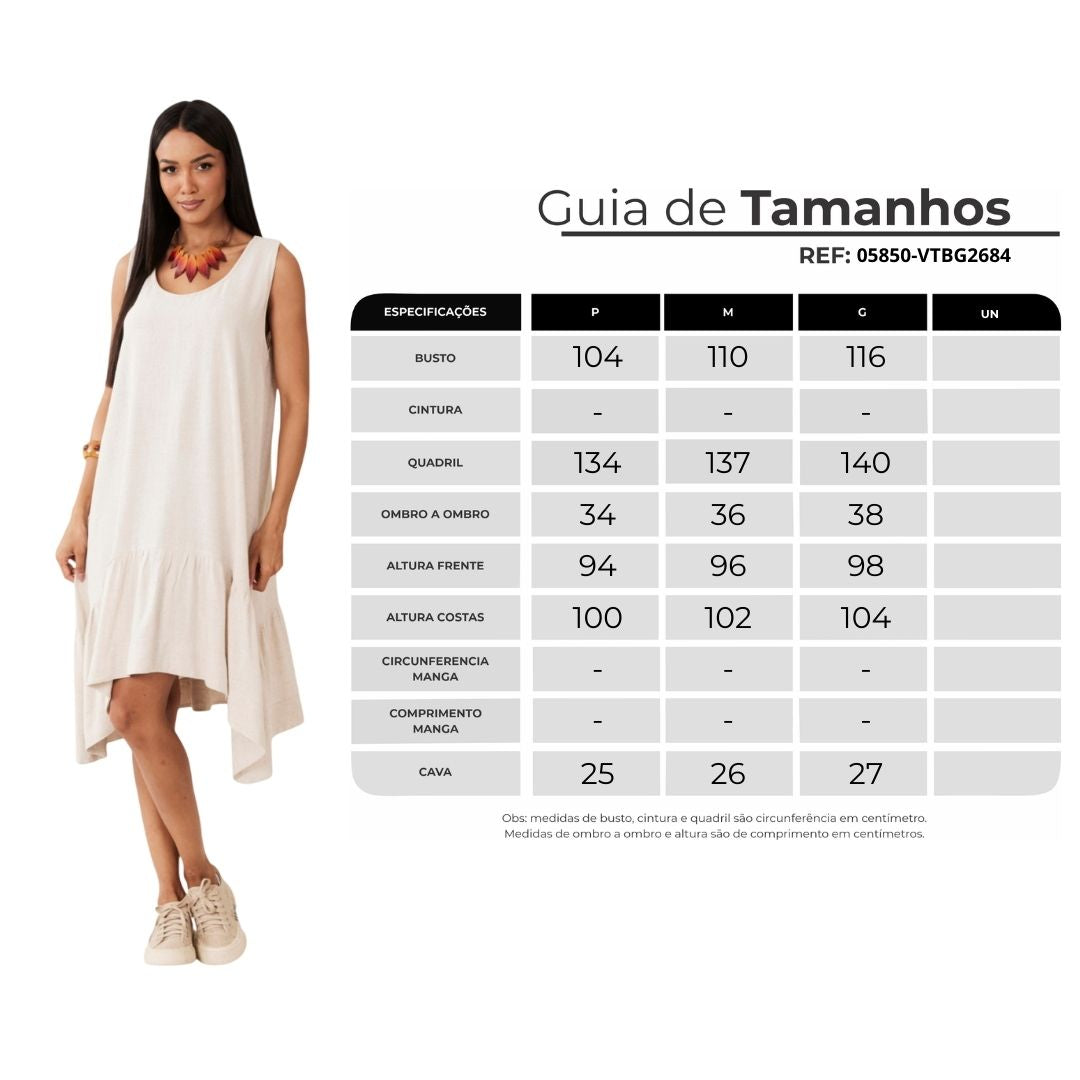 Yacamim Beige Viscose Linen Tank Dress with Side Points C4