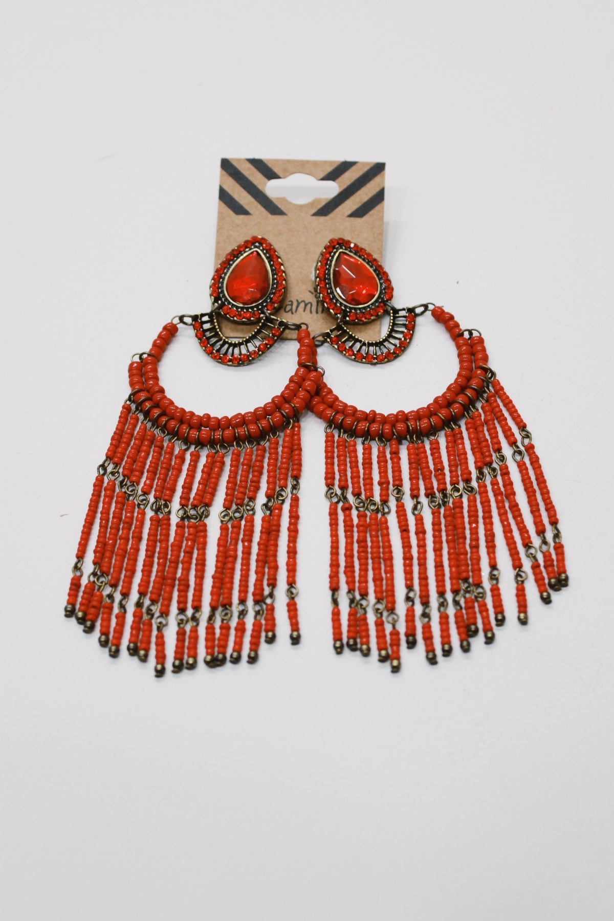 Yacamim #680 Handmade Red Beaded Earring