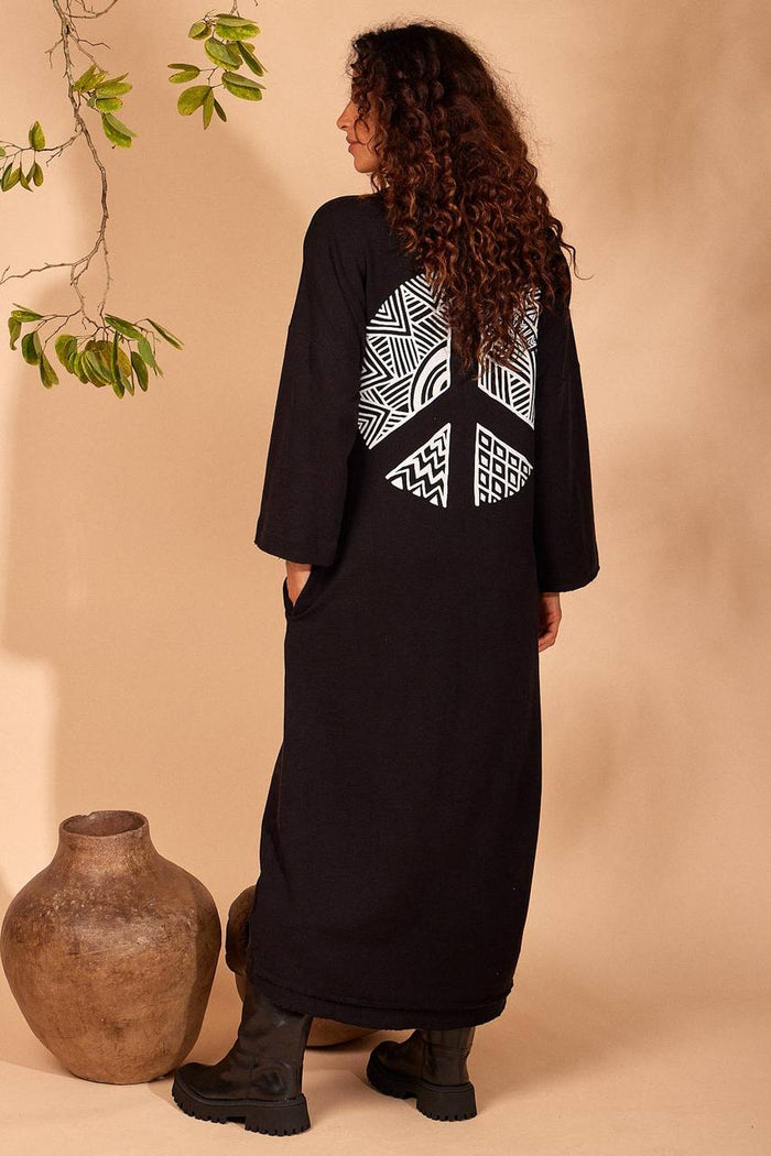 Black Midi Dress With Exclusive Yacamim Back Print