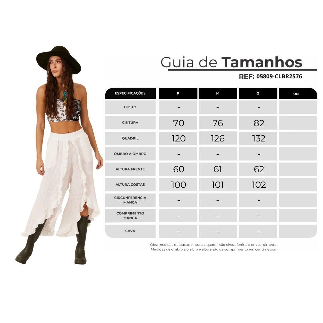 Yacamim White Ruffled Pants with Pockets G7