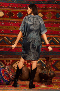 Yacamim Grey Elephant Print Oversized Shirt
