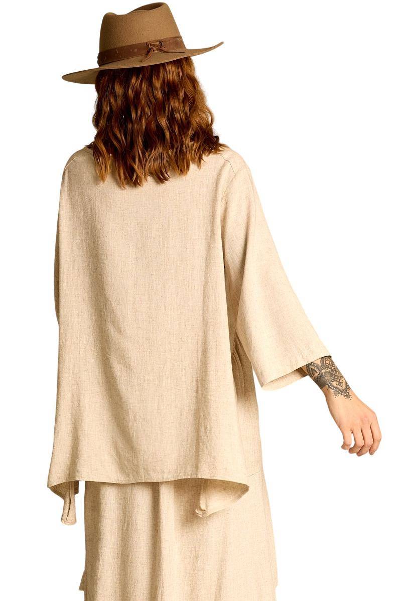 Yacamim Beige Linen Tunic with Points