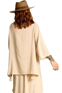 Yacamim Beige Linen Tunic with Points