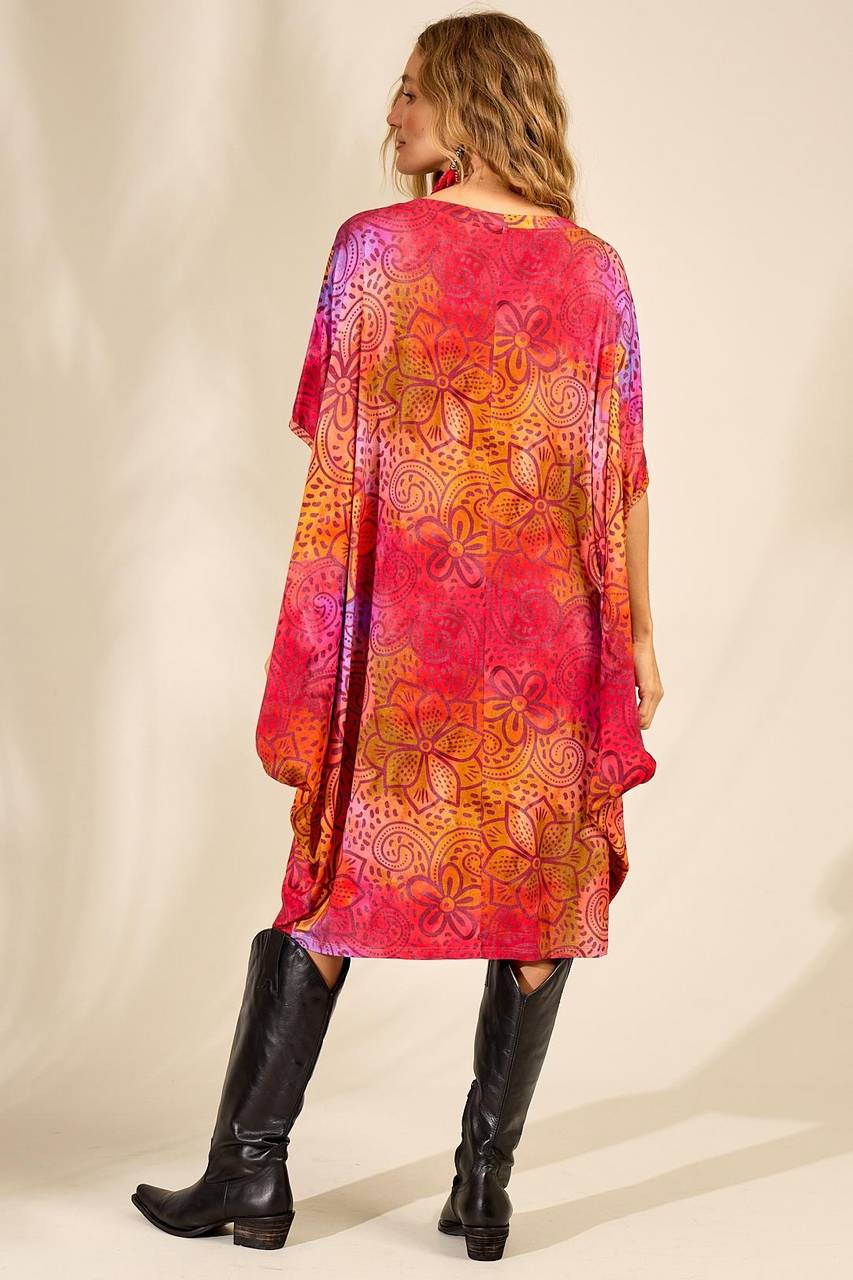 Yacamim Pink Printed Oversized Sweatshirt with Pouch Pocket B7