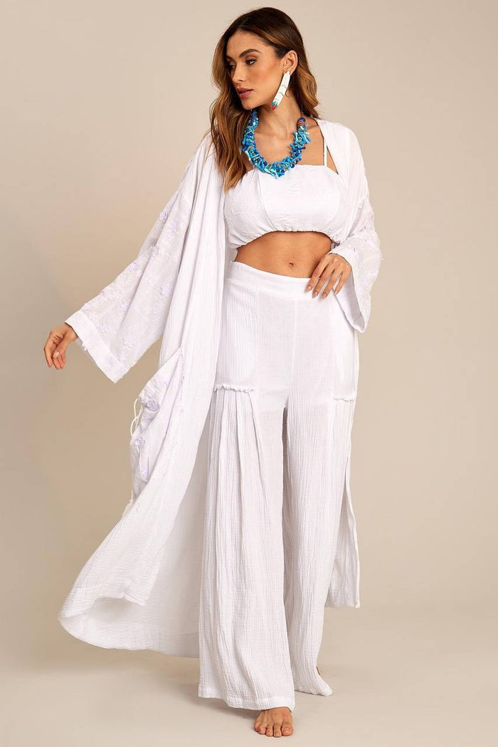 Yacamim White High-Waisted Palazzo Pants H2