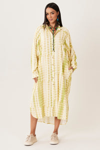 Yacamim Green Tie-Dye Digital Midi Shirt M2