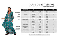 Yacamim C2 Green Printed Long Dress with Puffy Sleeves