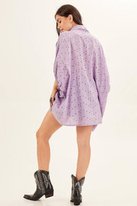 Yacamim B13 Lilac Broderie Tunic with 3/4 Sleeves