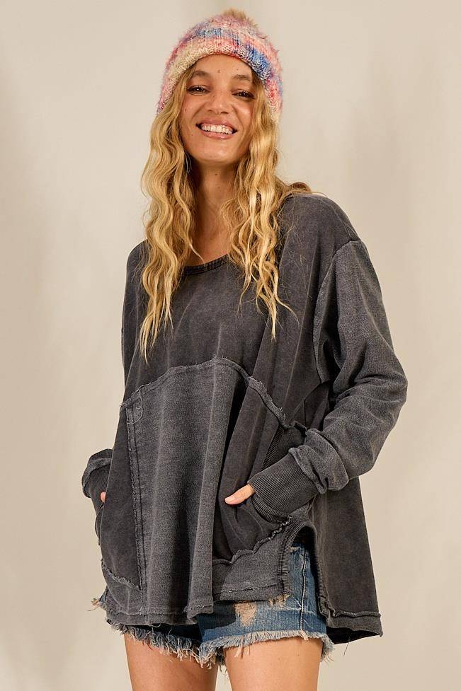 Yacamim A31 Oversized Long Sleeve Graphite Sweatshirt
