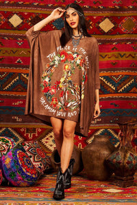 Tunic, Loose, Straight Cut, 3/4 Sleeves, Exclusive Yacamim Print