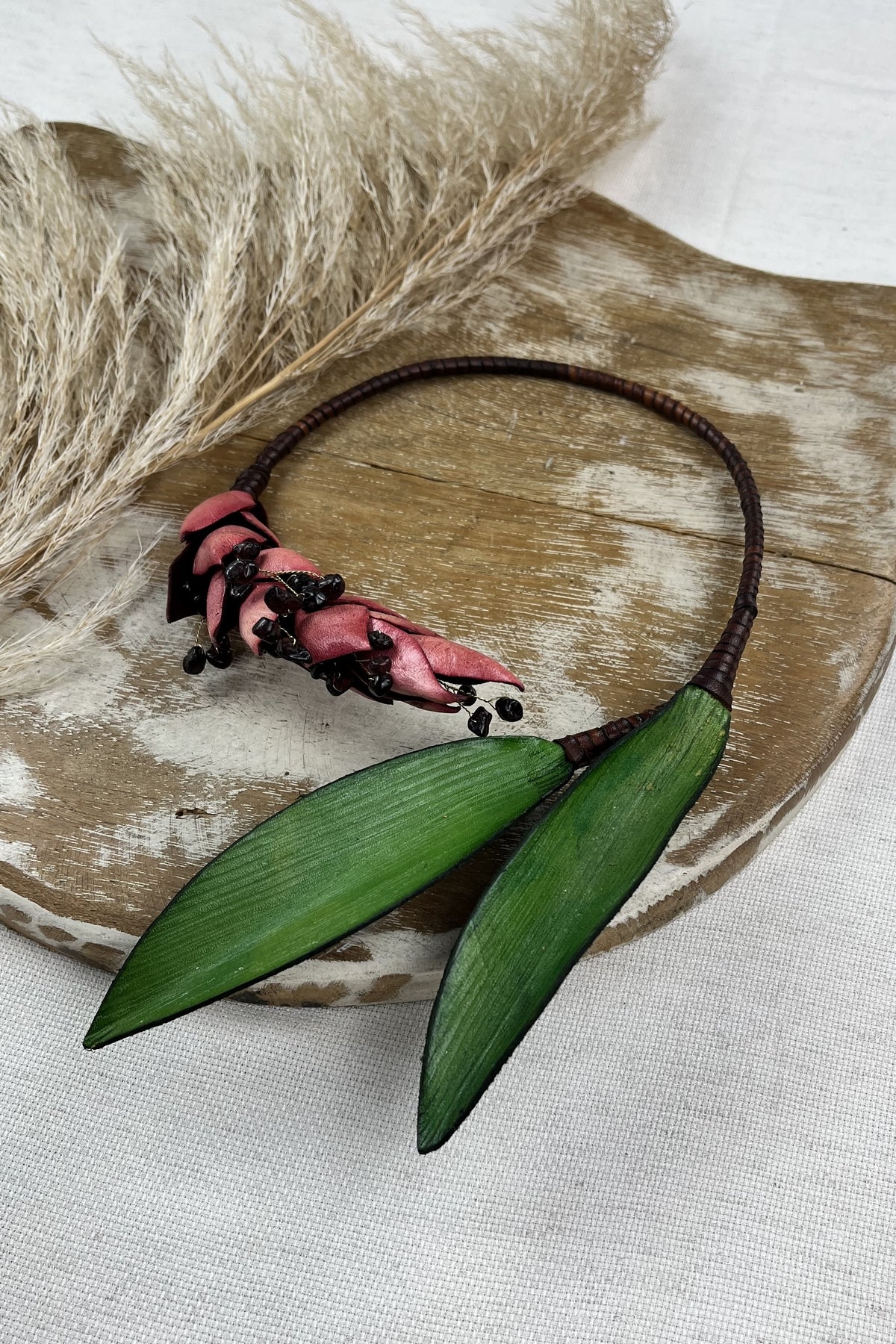Bromelia Yacamim Handmade Leather Necklace #49