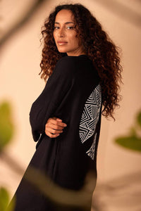 Black Midi Dress With Exclusive Yacamim Back Print