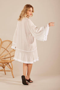 Yacamim D4 White Short Mullet Dress With Long Sleeves