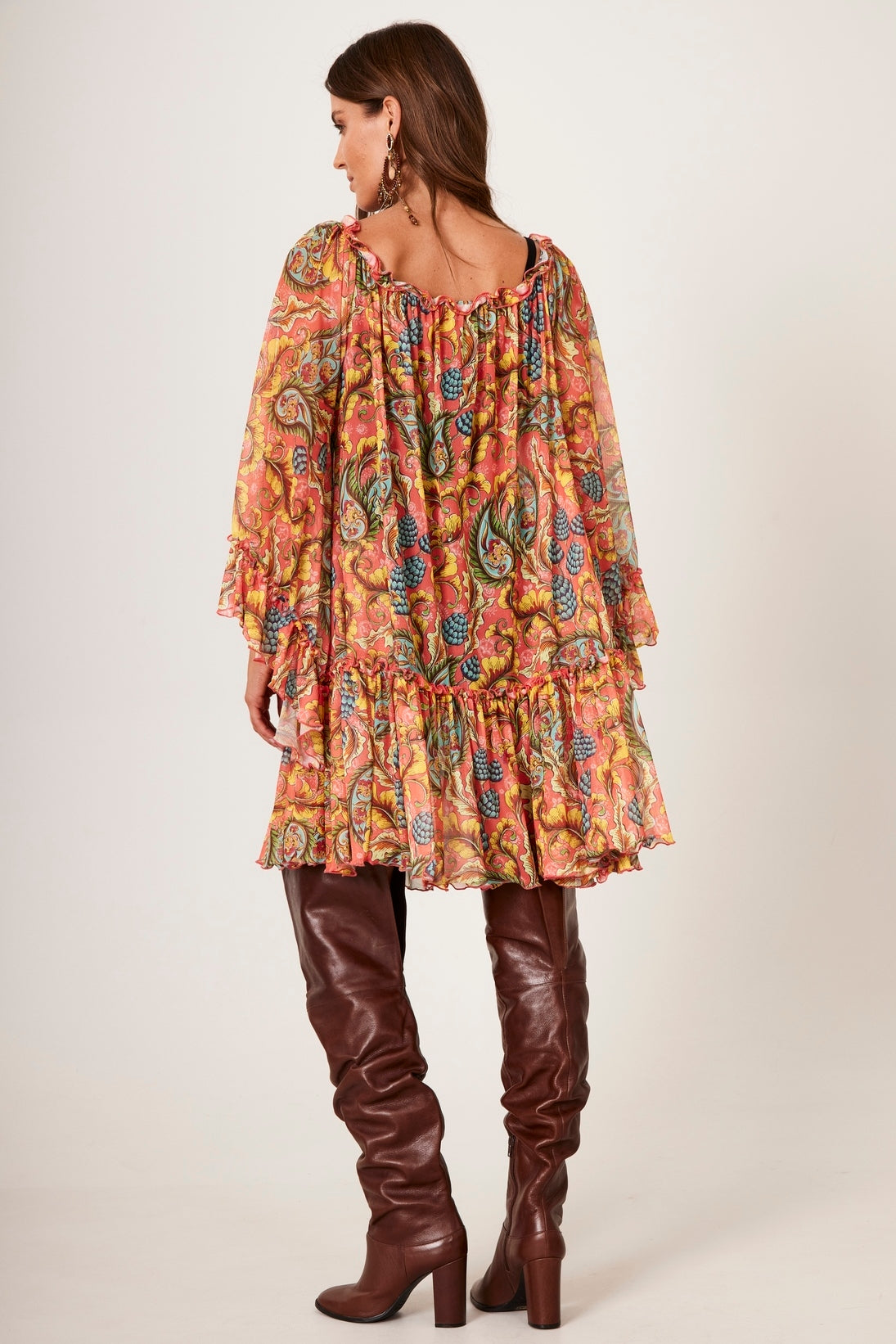 Short Cashmere Salmon Off-the-Shoulder Tulle Dress Yacamim D24