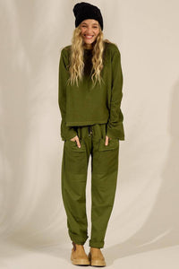Yacamim Green Sweatpants with Front Pockets A29