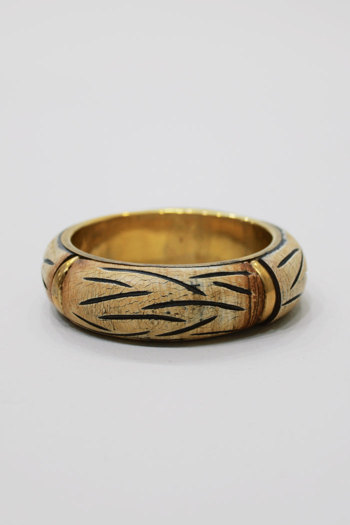 Pulseira Bracelete De Metal Com Madeira Yacamim #761