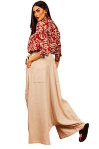 Yacamim Beige Sarouel Trousers with Pockets