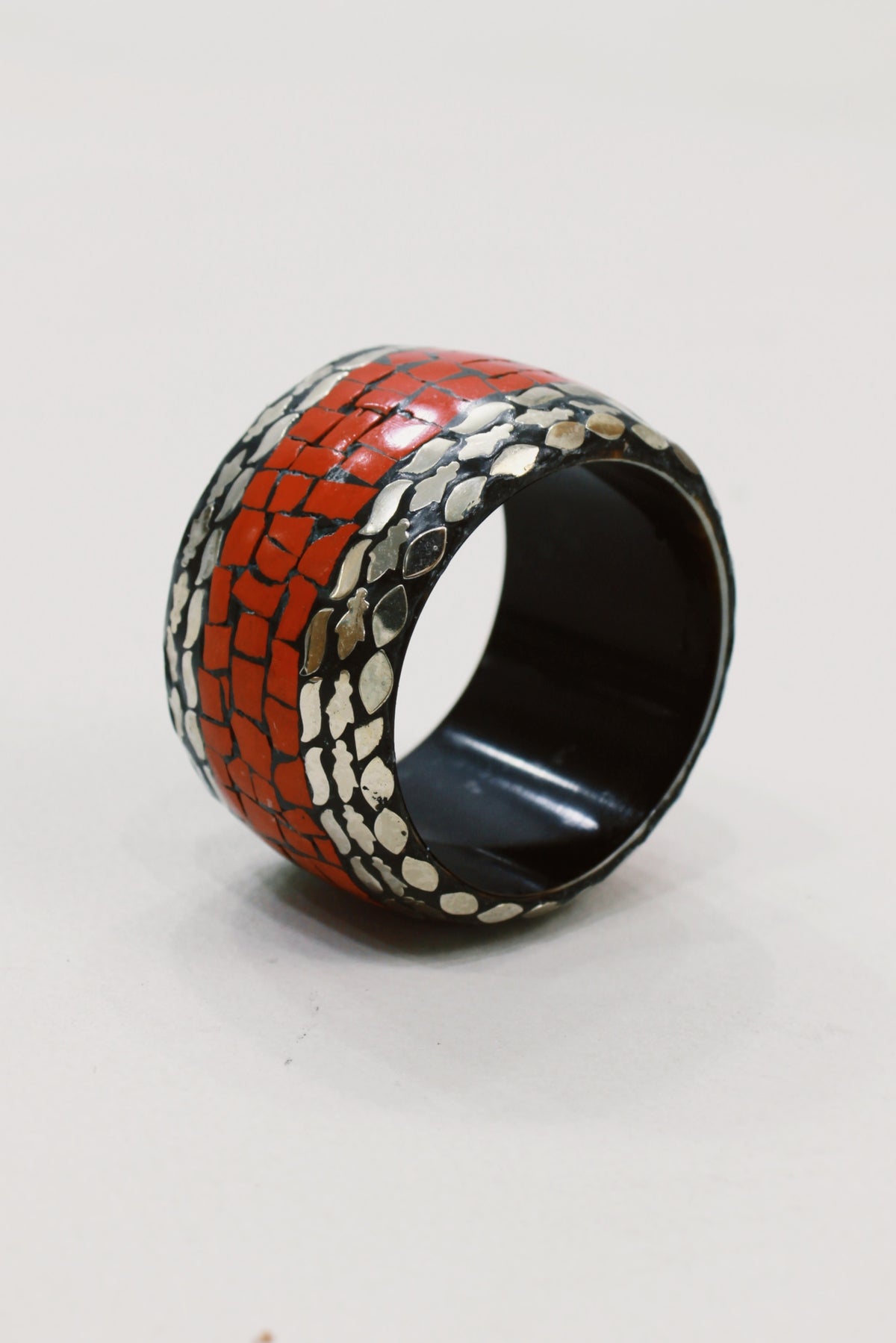 Yacamim Wide Metal Bracelet with Stones #583