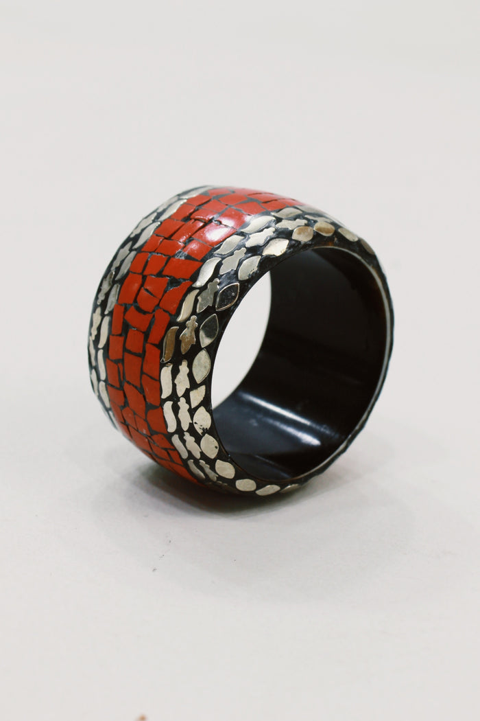 Pulseira Bracelete Largo De Metal Com Pedras Yacamim #583