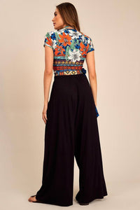 Yacamim Black Harem Pants with Elastic Waistband