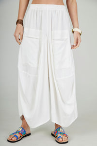 Yacamim Off-White Viscose Linen Harem Pants R3