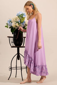 Yacamim Lilac Broderie Ruffle Adjustable Strap Mullet Dress D30