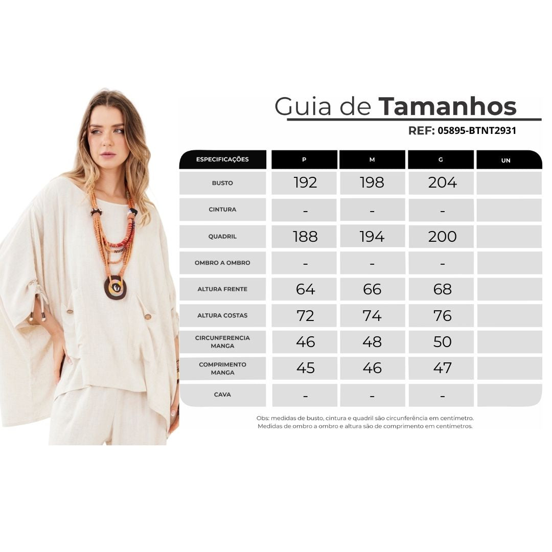 Yacamim A20 Beige Viscose Linen Wide Tunic