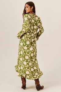 Yacamim C9 Printed Green Midi Dress