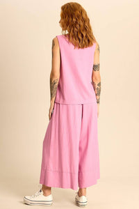 Yacamim A37 Pink Linen Culottes