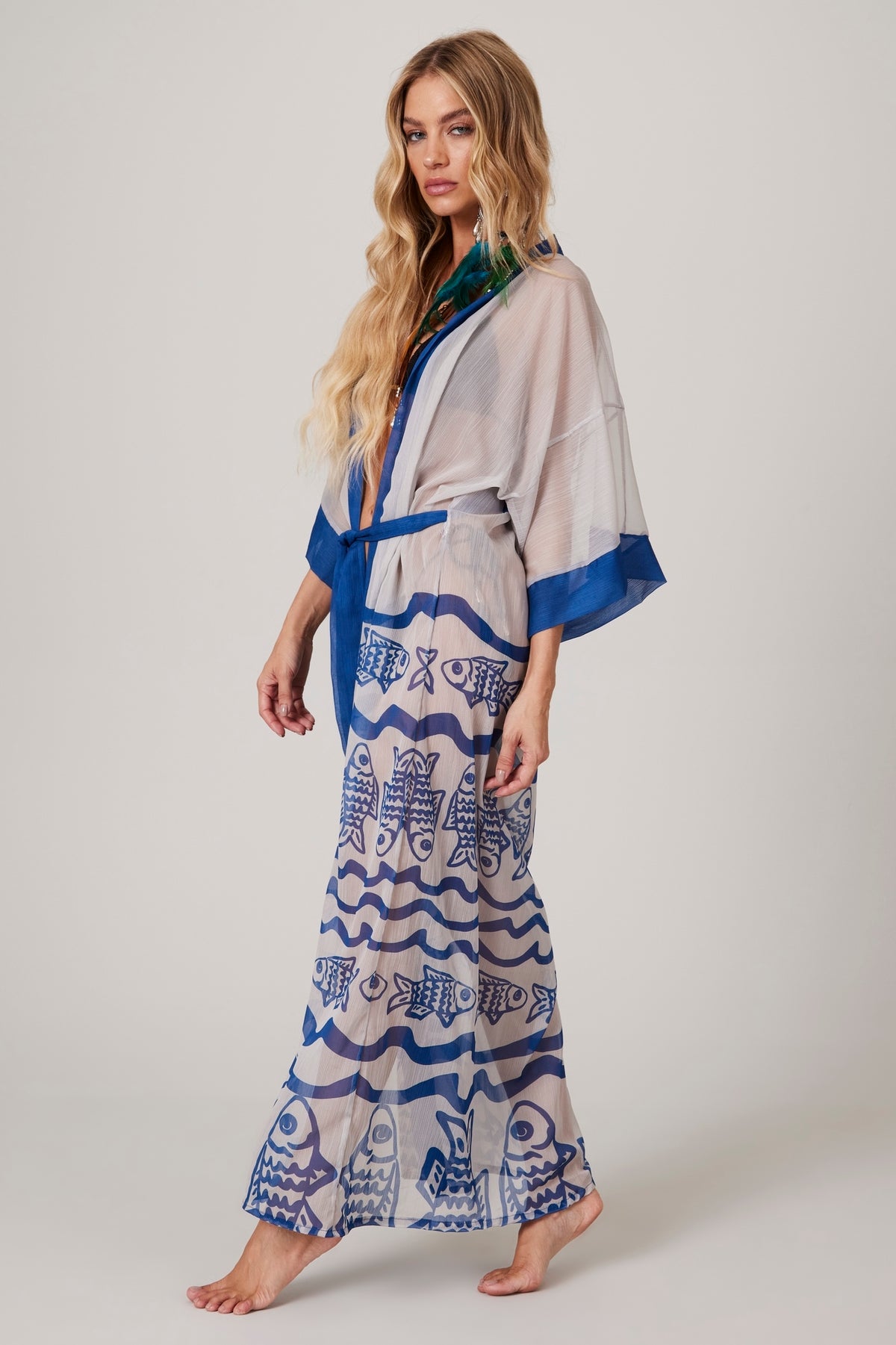 Long Tulle Kimono "Pira Omomba'e Yacamim" Collection K6