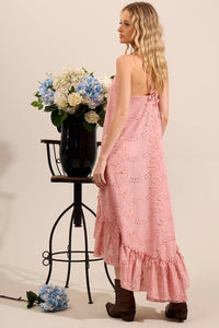 Yacamim Women's Mullet Broderie Dress with Embroidered Flowers Rosé D8