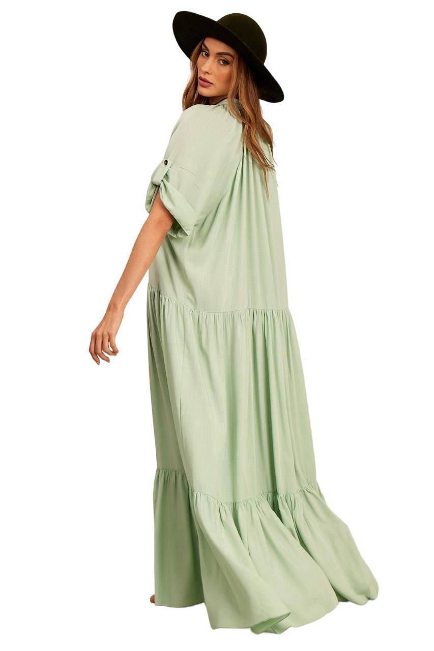 Yacamim Mint Green Long Shirtdress