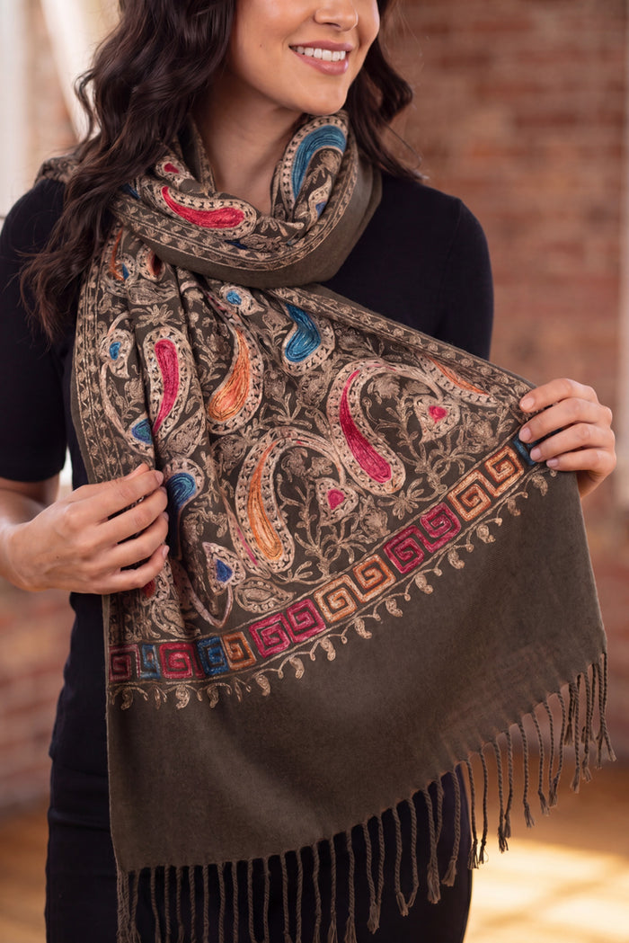 Yacamim Brown Cashmere Scarf