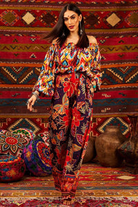 Yacamim Printed Fabric Belt Trousers