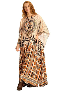 Yacamim J5 Wide Beige Printed Kaftan