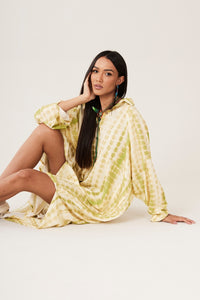 Yacamim Green Tie-Dye Digital Midi Shirt M2