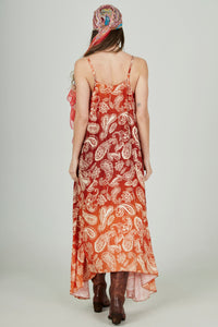 Yacamim D3 Paisley Ombre Brown Long Dress