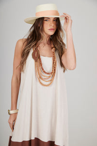 Yacamim C23 Beige and Brown Racerback Maxi Dress