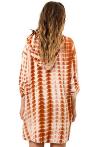 Yacamim N5 Brown Digital Tie-Dye Short Hooded Shirt