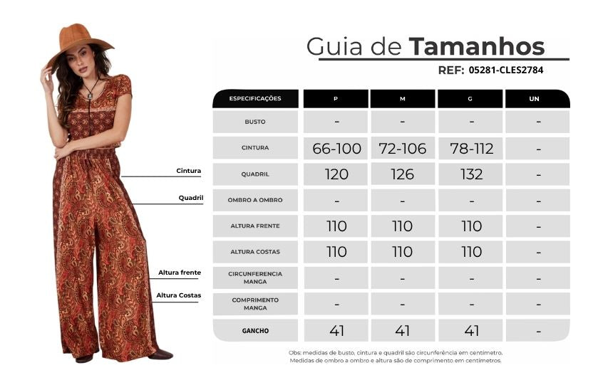 Calça Pantalona Terracota Estampa Paisley Yacamim A6