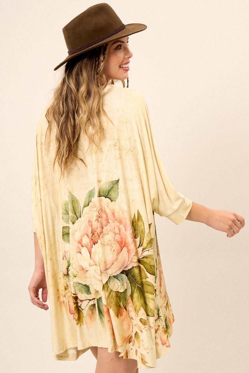 Loose Beige Tunic with Exclusive Yacamim Cat Print