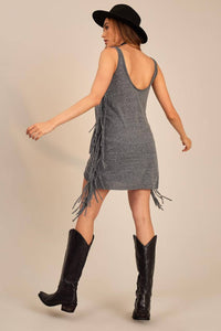 Loose Tank Top With Fringes Exclusive Print Heather Grey Yacamim