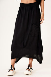 Viscolinho Skirt With Side Pocket Black Yacamim A5